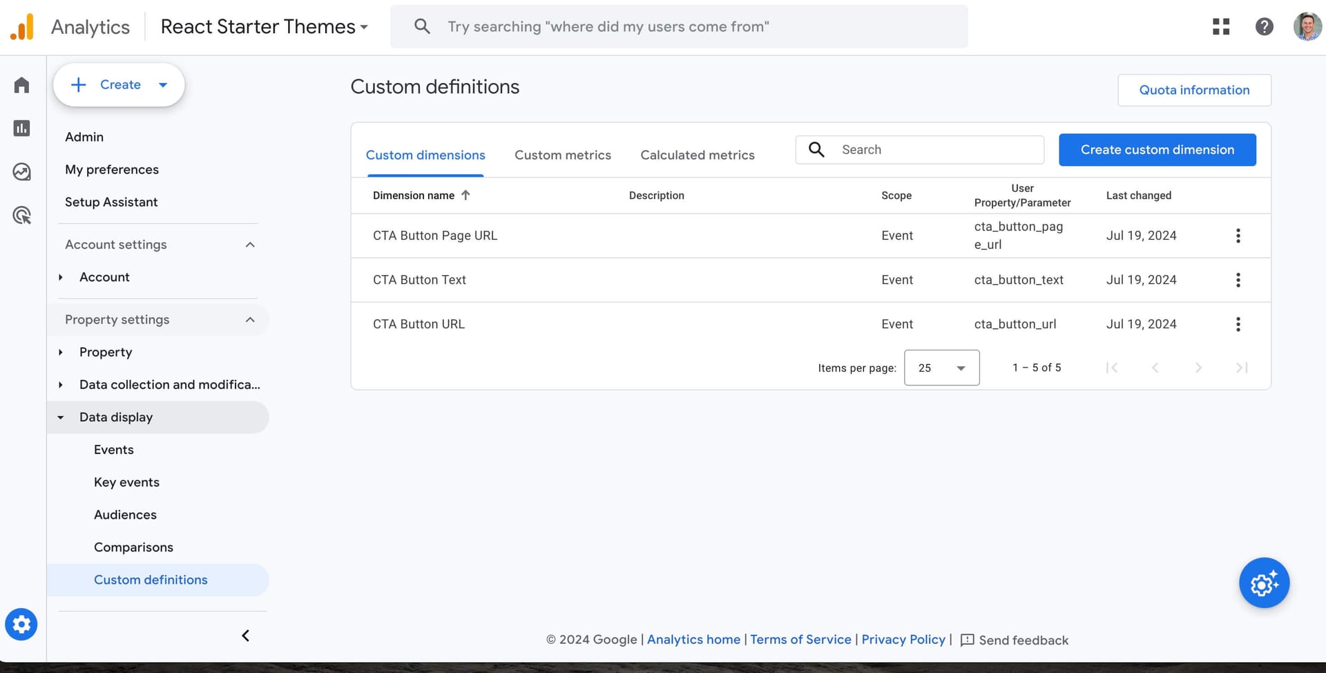 Add Custom definitions in GA4